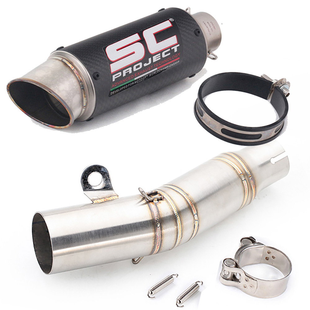 Suitable for Yamaha Yzf-R6 R6 Motorcycle Modified Exhaust Pipe Middle + Tail Section Link Stainless Steel/Carbon