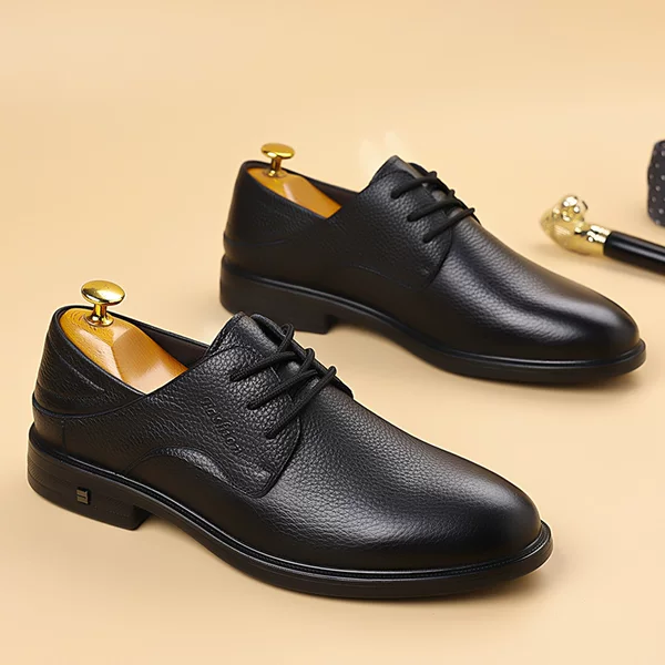 Men's Business Leather Shoes 2026 New Style Genuine Leather Casual Men's Shoes Pointed Toe Cowhide Shoes for Work, Office, Wedding Shoes, Dropshipping Available