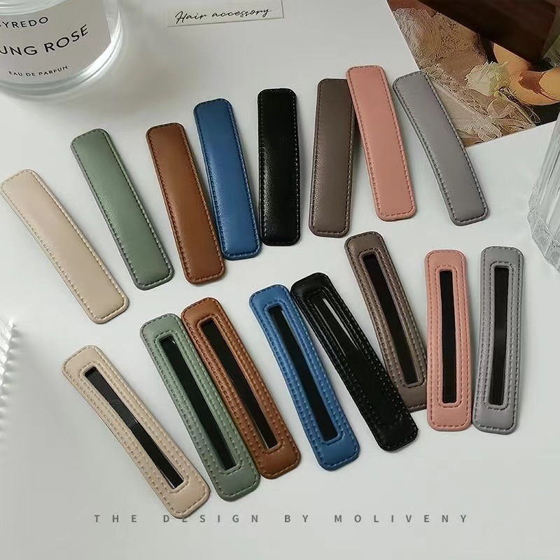 韓版皮質後腦勺bb夾子頭飾兒童方形鏤空髮夾女碎發側邊夾劉海發卡