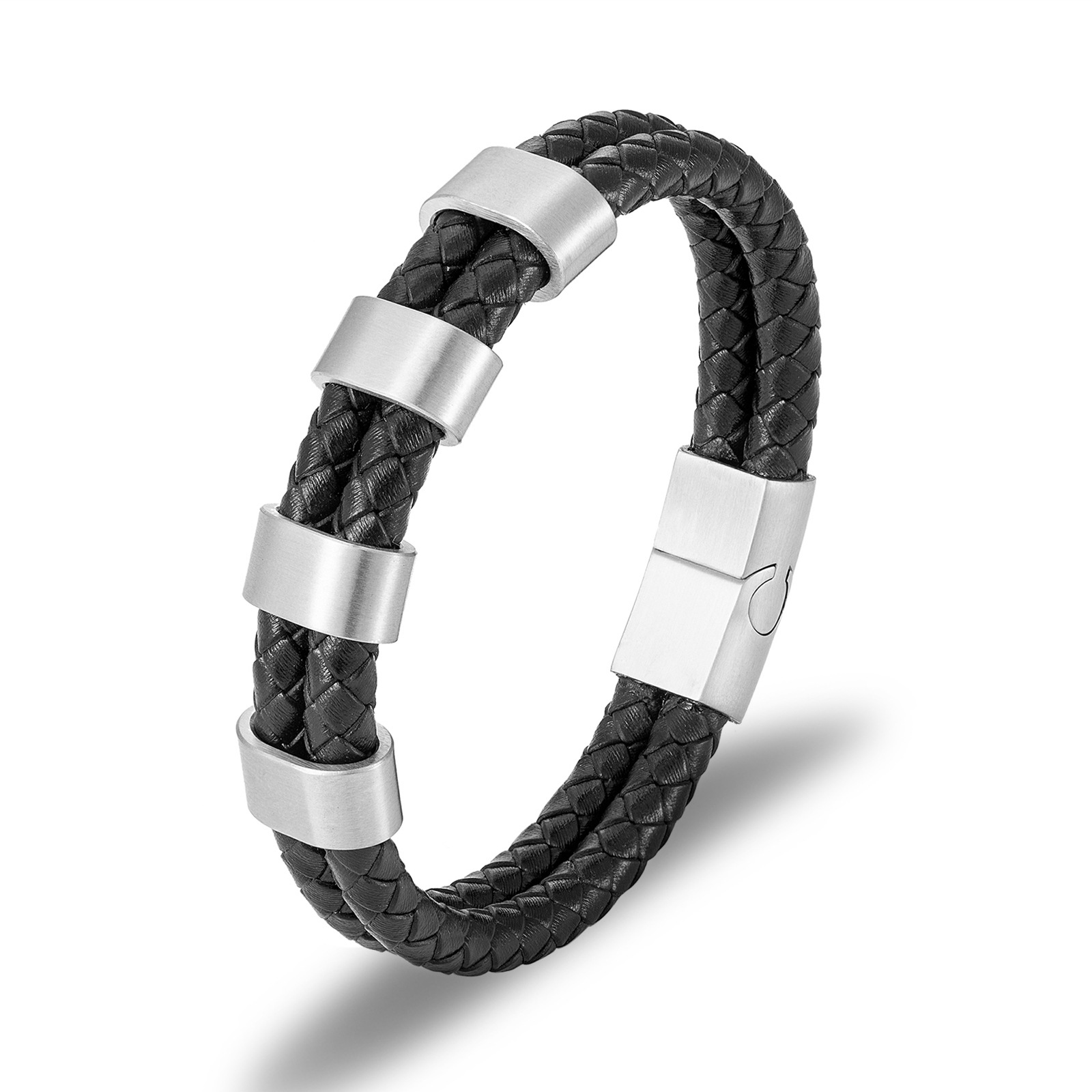 Geometric Pattern Men's Gender Vintage Style Punk Geometric Pu Leather Handmade Men's Bracelets Men Cord & Leather Bracelets