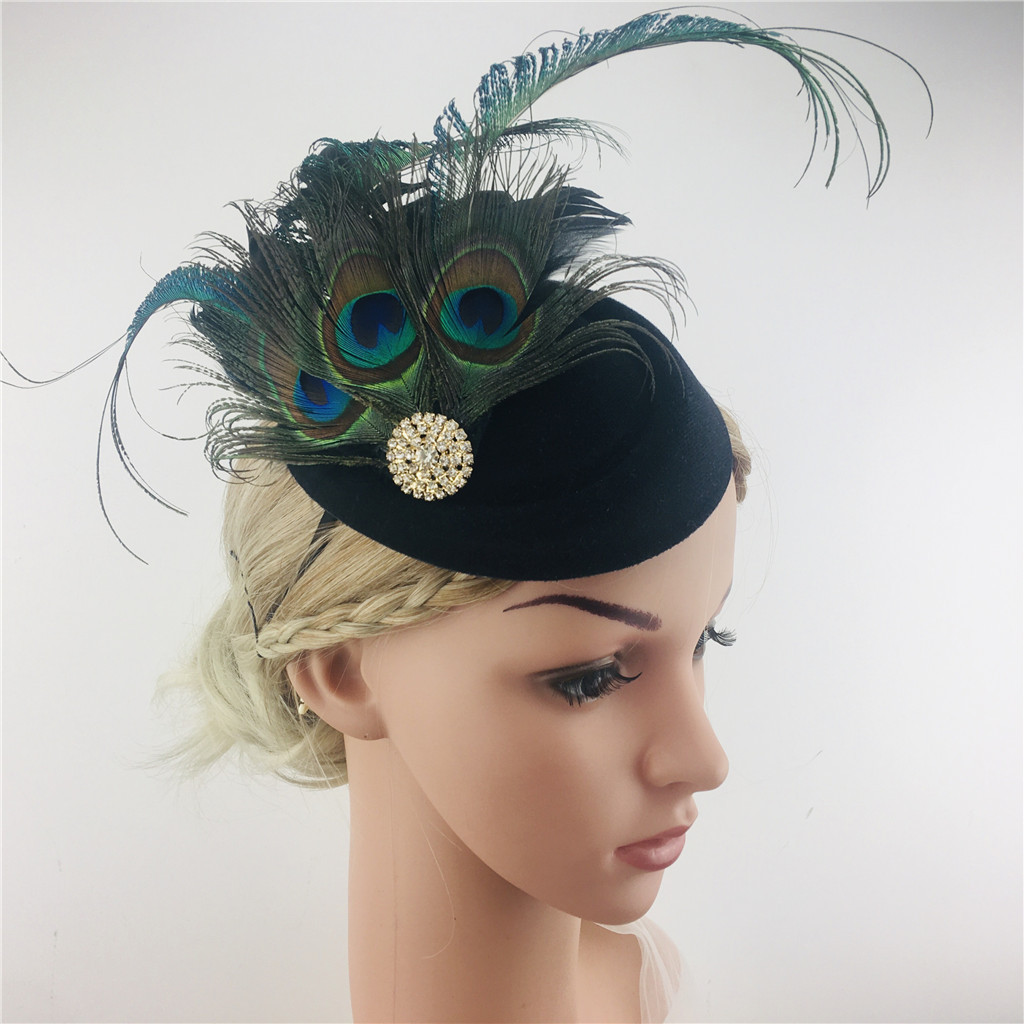 Serre-tête paon de mariée en gros, ornement de tête en plumes, pince, accessoire de cheveux pour photos de mariage, accessoires_voghion.com