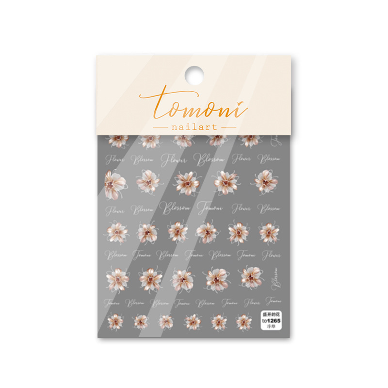 Tomoni primavera/verano pegatinas de uñas Tulipán hueco Margarita flor floreciente relieve tridimensional esmalte suave púrpura