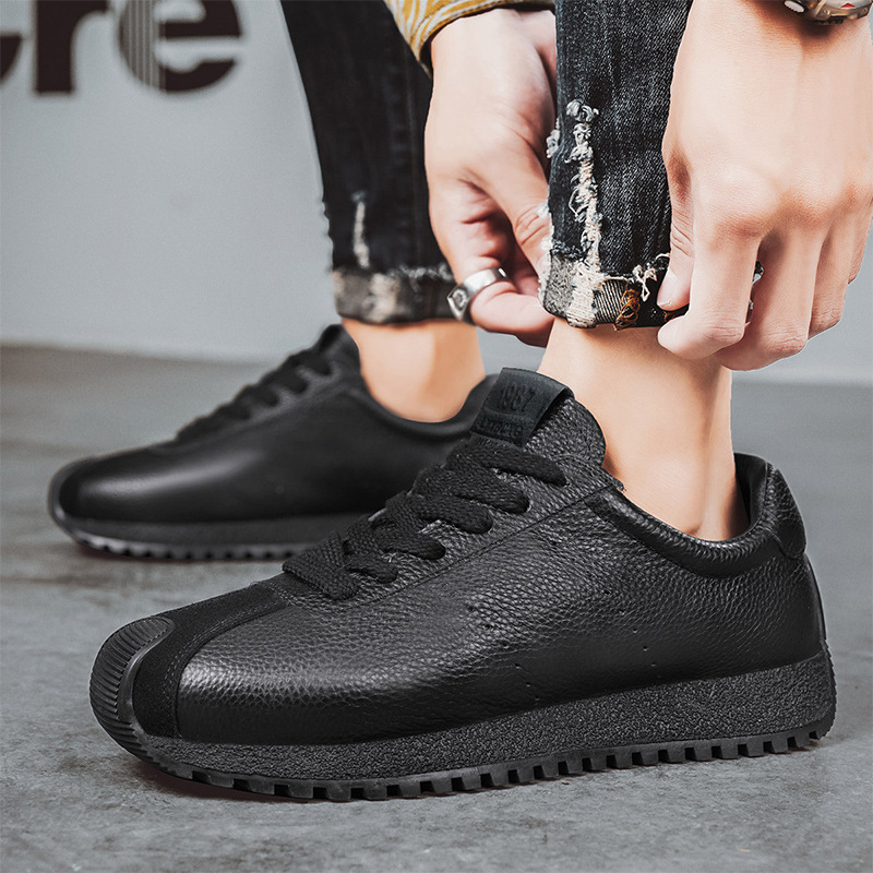 2025 nuevos zapatos de hombre transfronterizos zapatos de moda primavera y verano cuero para hombre retro casual todo fósforo plataforma Forrest Gump zapatos para hombre