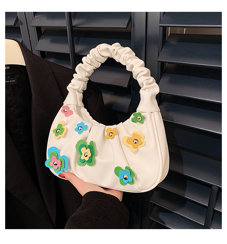 Cloud Flower Plissee-Unterarmtasche mit fortschrittlicher und kleiner Design-Sinn-Tasche für Damen-Umhängetasche_voghion.com