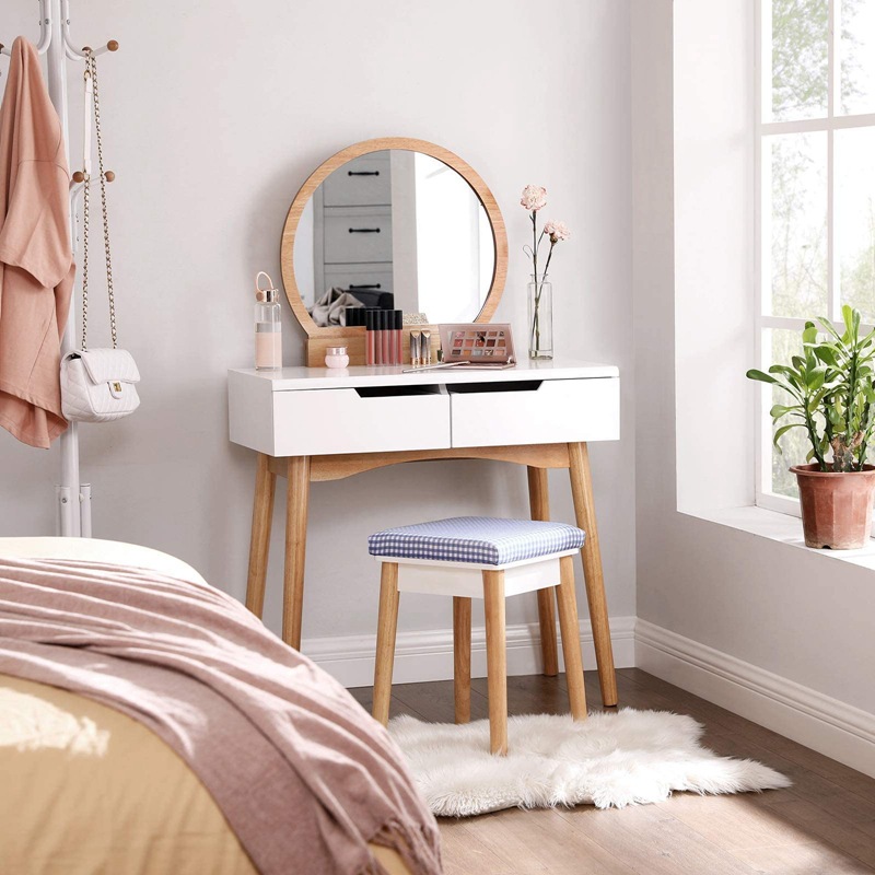 Nuevo en stock luz de lujo simple mesa de maquillaje dormitorio pequeño apartamento moderno almacenamiento en el hogar tocador integrado con espejo