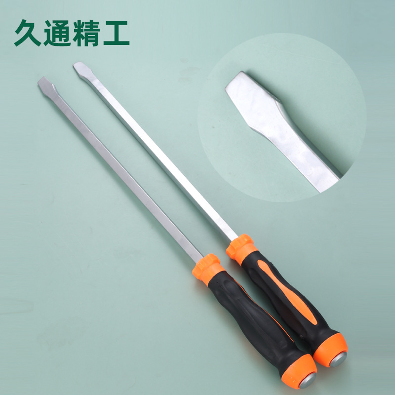 Ventas de fábrica destornillador alargado larga varilla a través del corazón puede golpear alargado gran destornillador largo magnético de una palabra boca plana