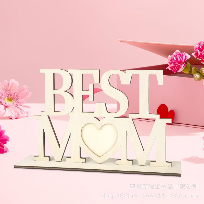 Wooden Mother's Day Photo Frame Craft Kit Unfinished DIY Painting Coloring Photo Frame Desktop Mom Photo Frame
