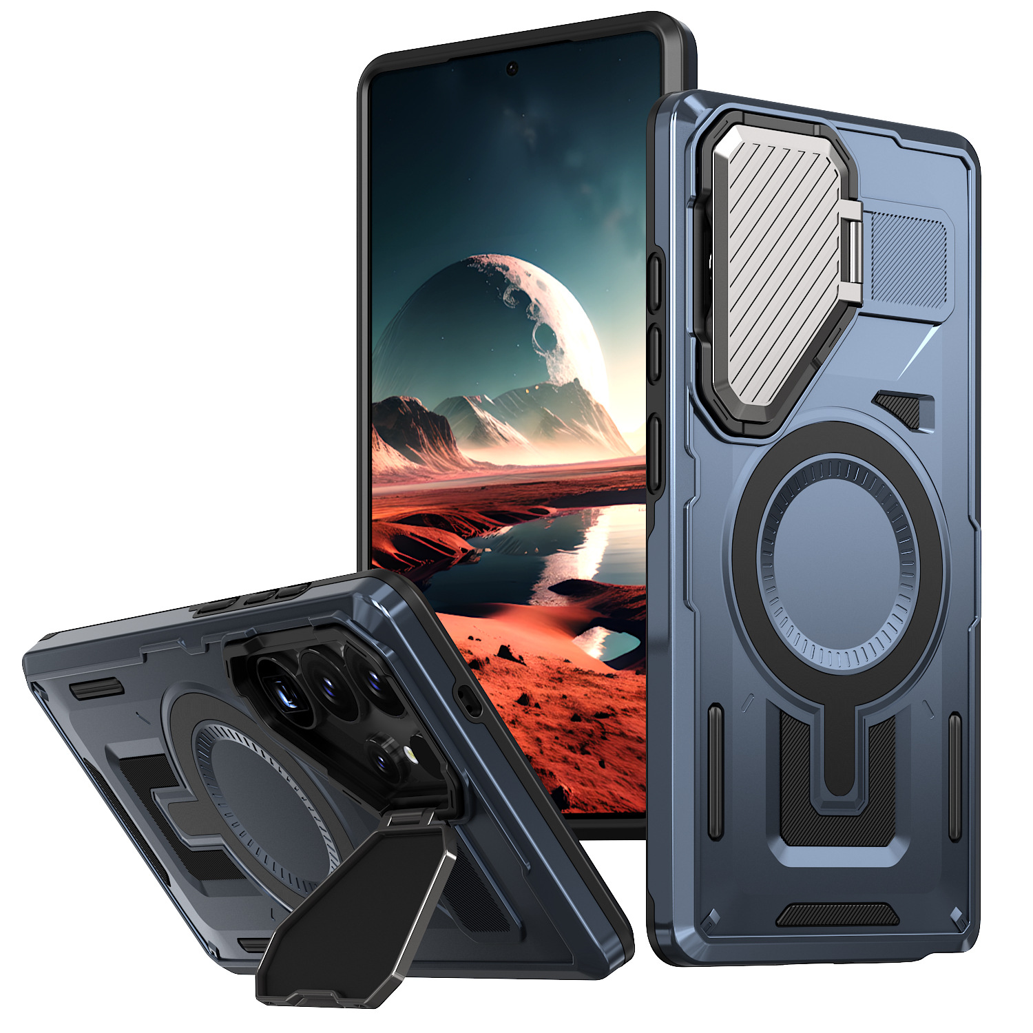 Adecuado para Samsung S25Edge extraordinaria funda para teléfono móvil Aegis S24FE soporte de lente de carga magnética funda protectora anti-caída