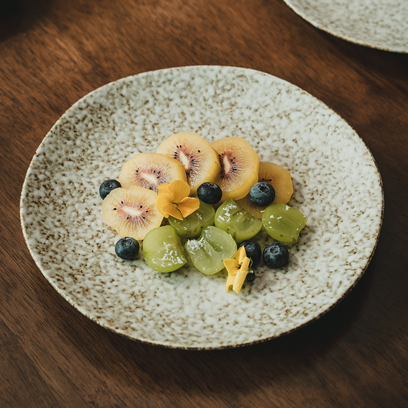 Vintage Stone Pattern Plate Used Tableware Ceramic Plate Wholesale Household Plate Restaurant Flat Plate Salah Plate Dinner Plate