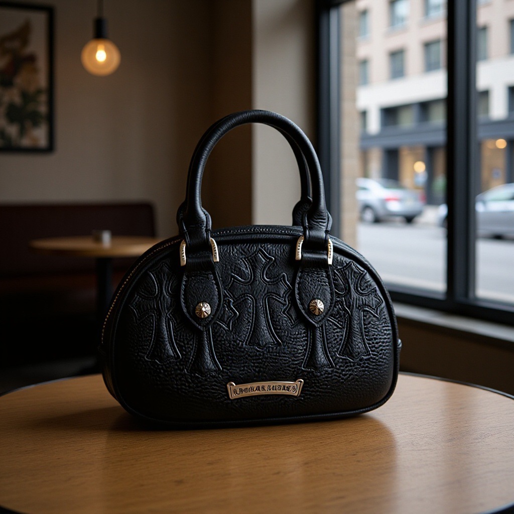 Genuine Leather Chrome Hearts Style Women's Handbag New Commuter Versatile Bowling Bag Crossbody Shoulder Bag Niche Design
