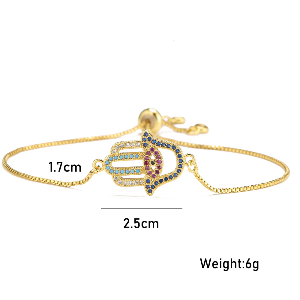 European and American new oil dripping copper micro-inlaid zircon lucky palm bracelet