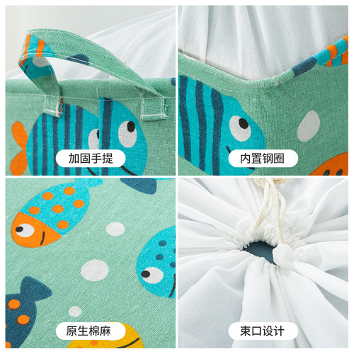 Extra large capacity cotton and linen drawstring moisture-proof wardrobe storage box quilt moving packing bag folding storage box cotton cloth