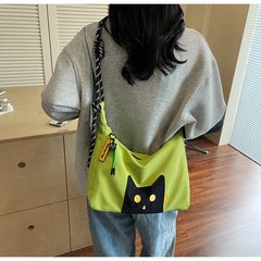 日本の新しいかわいい抽象的なスタイルのポータブルハンドバッグ、授業や外出用、大容量のポータブルクロスボディバッグ