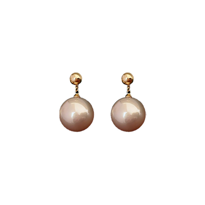 Real oro electrochapado aguja de plata simple perla Stud pendientes retro todo partido pendientes Luz de lujo de alto grado pendientes fábrica al por mayor image 6