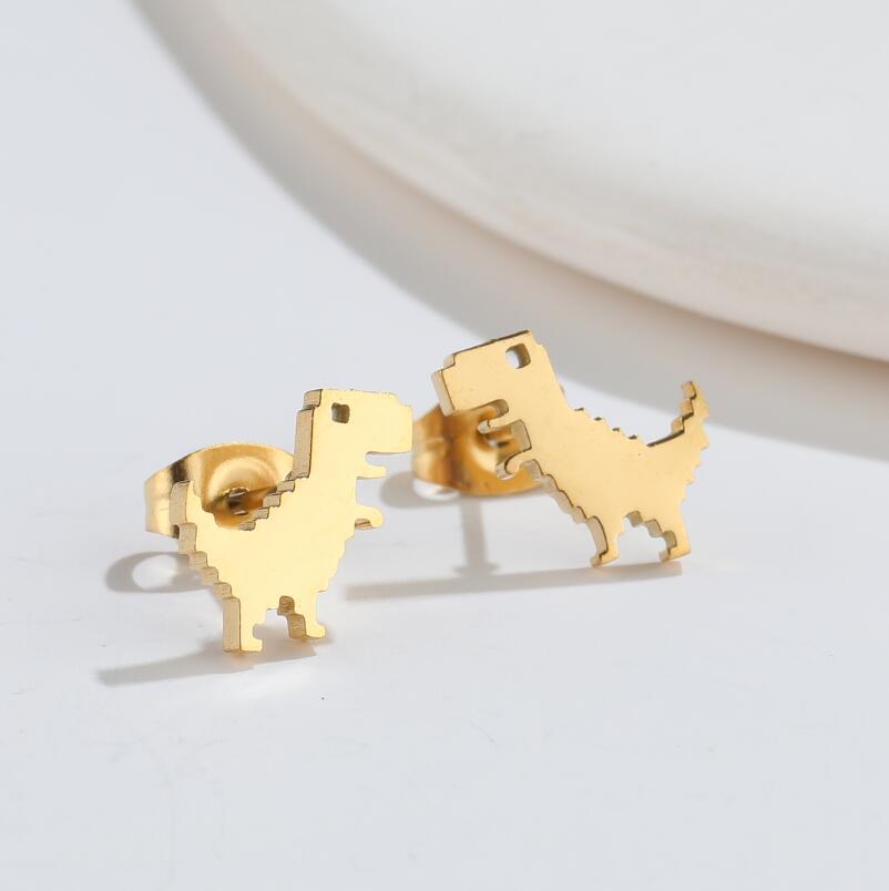 Fashion Dinosaur Titanium Steel Ear Studs 1 Pair