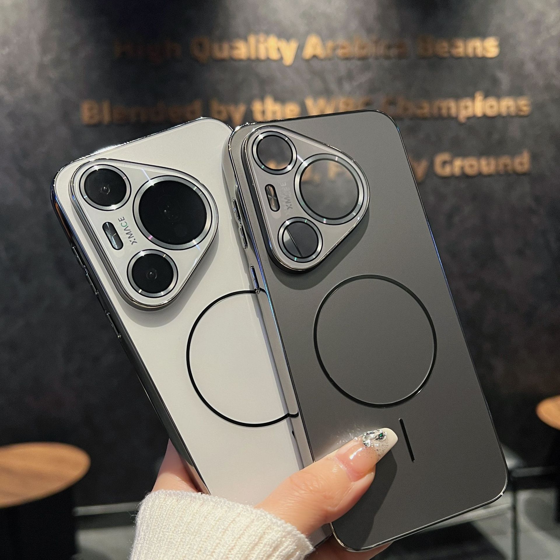 Suitable for Huawei Pura90 mobile phone case Nova16 magnetic electroplating frosted Mate80 lens film all-inclusive protective cover