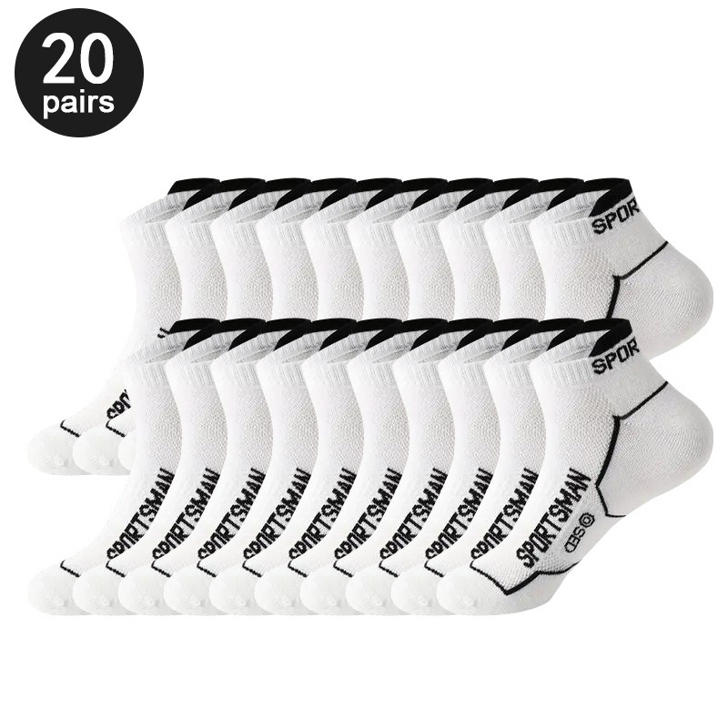 Socks Men's Short Socks Summer Thin Striped Letter Running Mesh Breathable Odor-proof Anti-slip Cotton Socks Low-side Shallow Socks