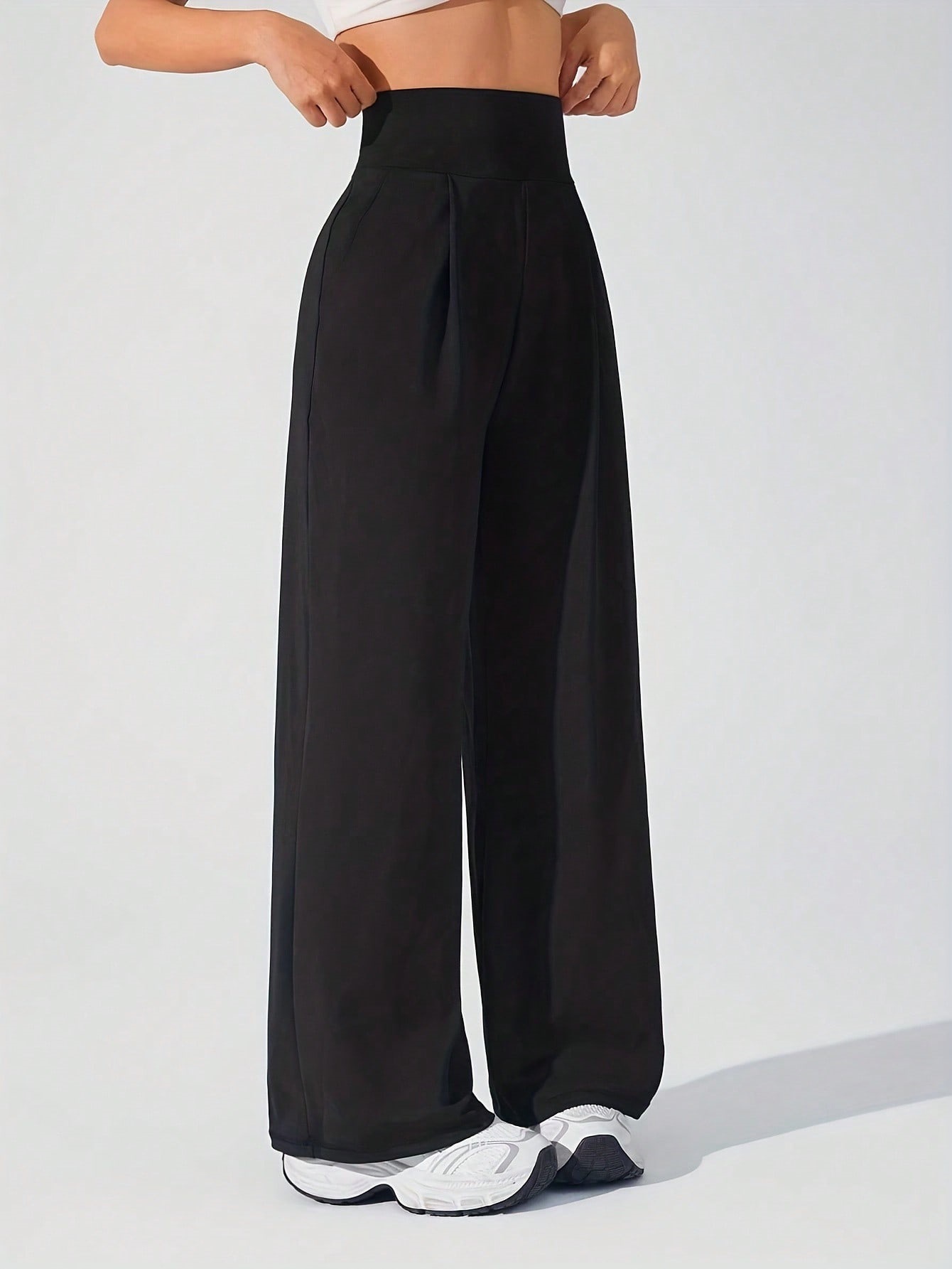 Europa y los Estados Unidos cruzan la frontera pantalones de traje de piernas anchas pantalones de yoga de cintura alta relajados pantalones de fitness casuales pantalones de moda deportes minimalistas pantalones femeninos image 6