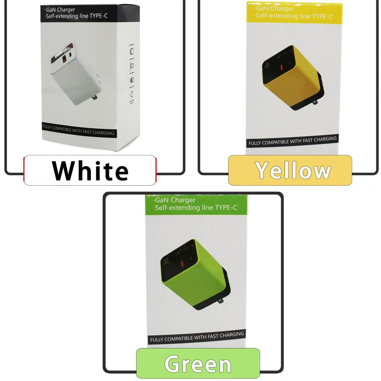 Cables telescópicos PD cabezal de carga rápida GaN cargador de teléfono móvil para Apple Huawei computadora portátil tablet carga rápida