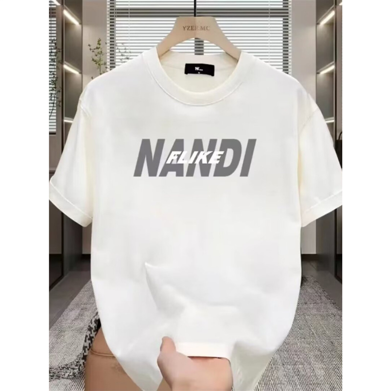 Grynos medvilnės trumpomis rankovėmis marškinėliai vyrams ir moterims, vasariniai, madingi, laisvi, apvaliu kaklu ir raštu išspausdinti „Instagram“ tinklelio raštu._voghion.com