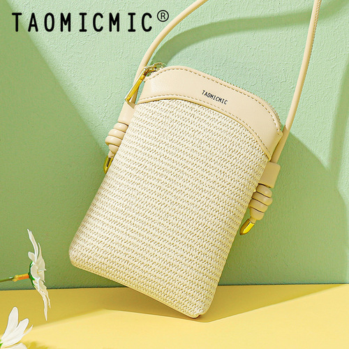 TAOMICMIC diagonal simple Japanese style mini vertical mobile phone bag multi-functional wholesale women's spliced ​​coin purse