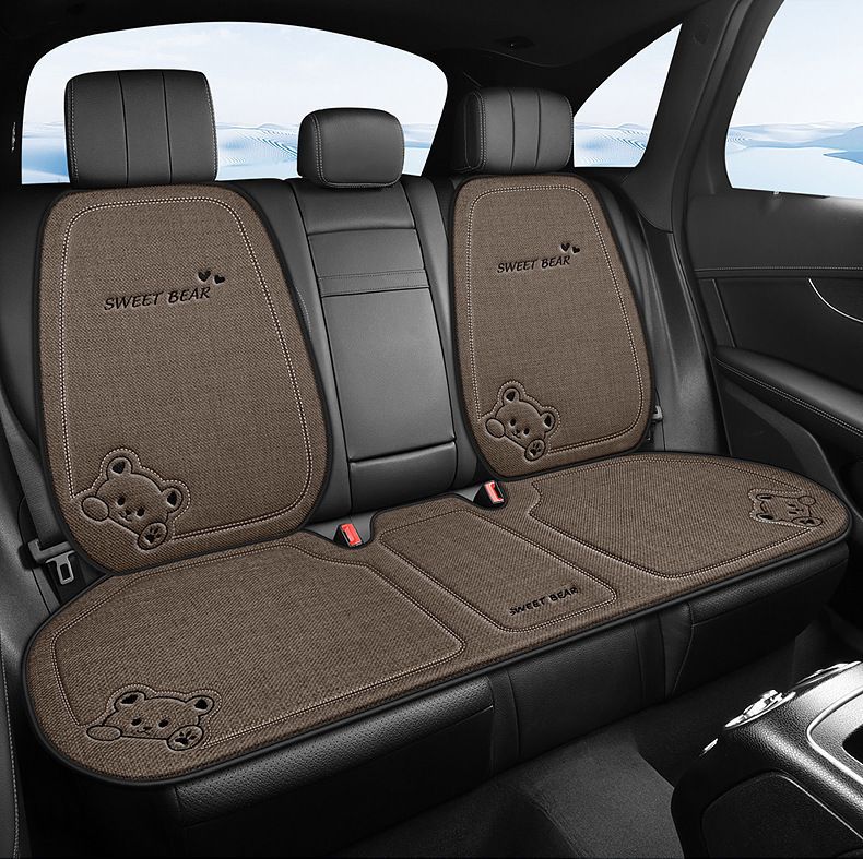 Seat cushion, linen single-piece seat cover, rear seat cushion, suitable for all seasons, cartoon design, for car interiors, for women