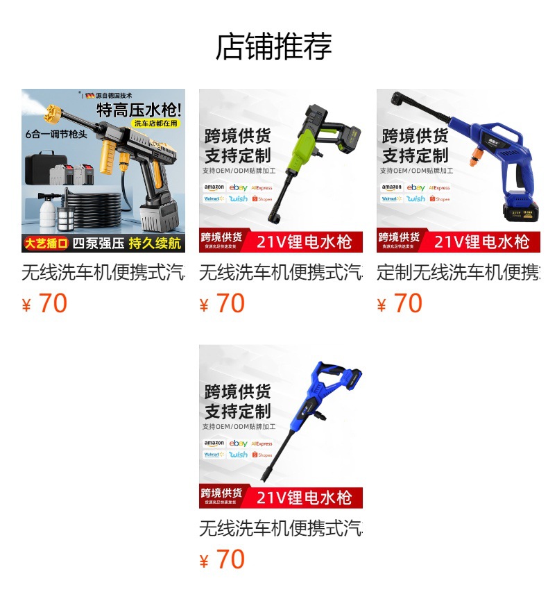 Customized [New Model Dual-Plug] Wireless Car Washer Portable High-Pressure Water Gun with Lithium Battery for Home Use