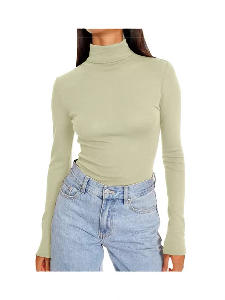 2024 Cross-Border Amazon Autumn and Winter New Half-High Collar Mask Shirt for Women, Slim Fit Versatile Base Layer Top