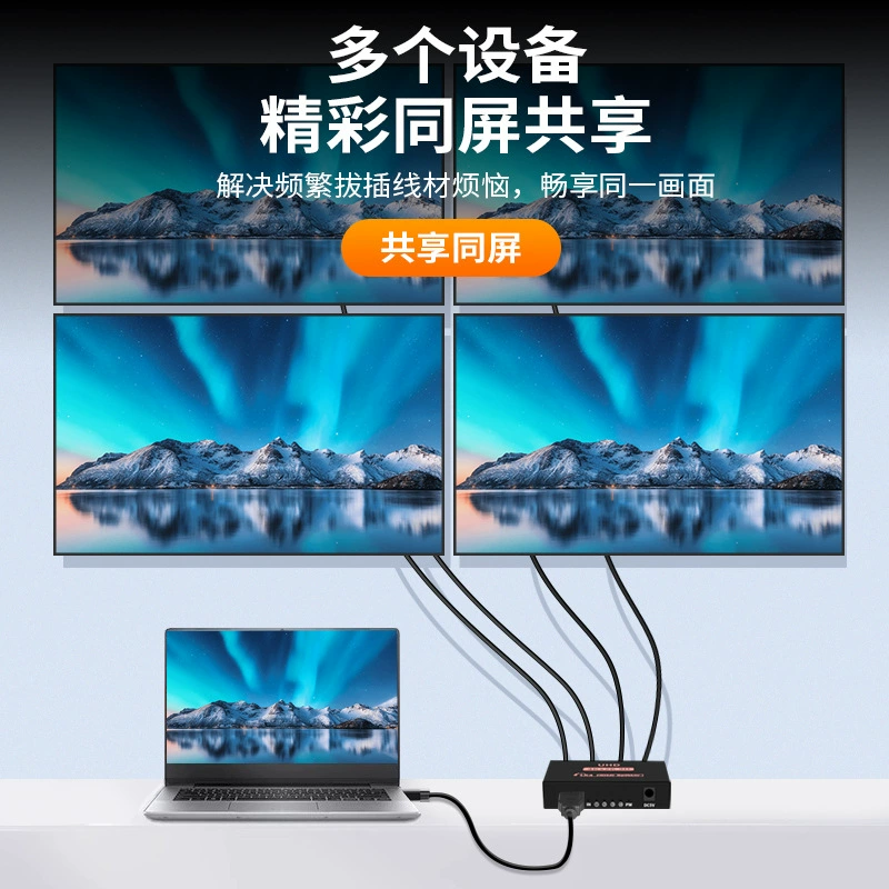 Разветвитель HDMI: экран на один-два, 4K высокое разрешение, проекции и отображение на один-четыре монитора/TV/проектор