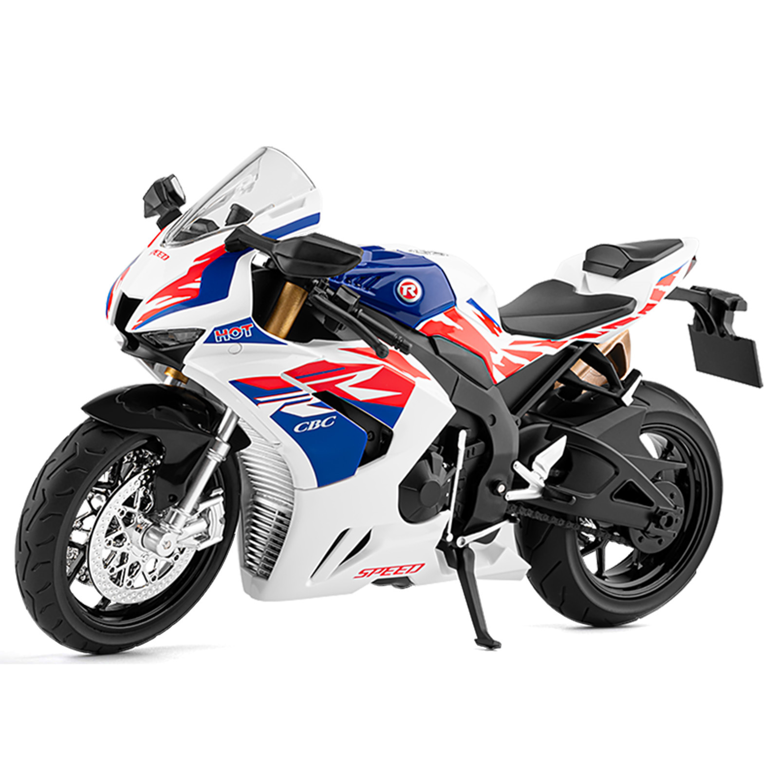 Modelo de motocicleta de aleación a escala 1/9 de la Honda CBR1000RR-R, adorno decorativo para habitación temática de motociclismo.