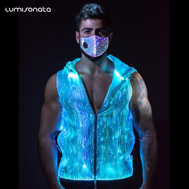 Aliexpress Hot-Selling Luminous Sweatshirt European and American Fiber Optic Luminous Jacket Stage Performance European and American Cross-Border Popular Jacket