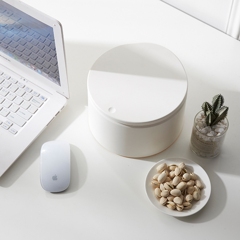 Creative Round Desktop Trash Can, Press-Type, Light Luxury, for Office Desk and Small Home Storage