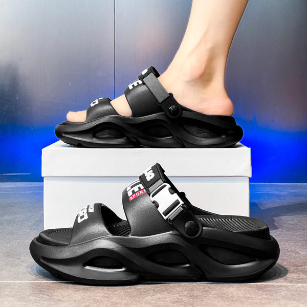 Dép sandal nam đế dày chống trượt, quai ngang kiểu thể thao, đi ngoài trời, phòng tắm, biển — Chiến binh đen, Milad, Màu cam đen, Màu hồng trắng