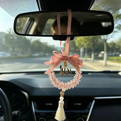 rearview mirror decoration, Car hanging - water-pink