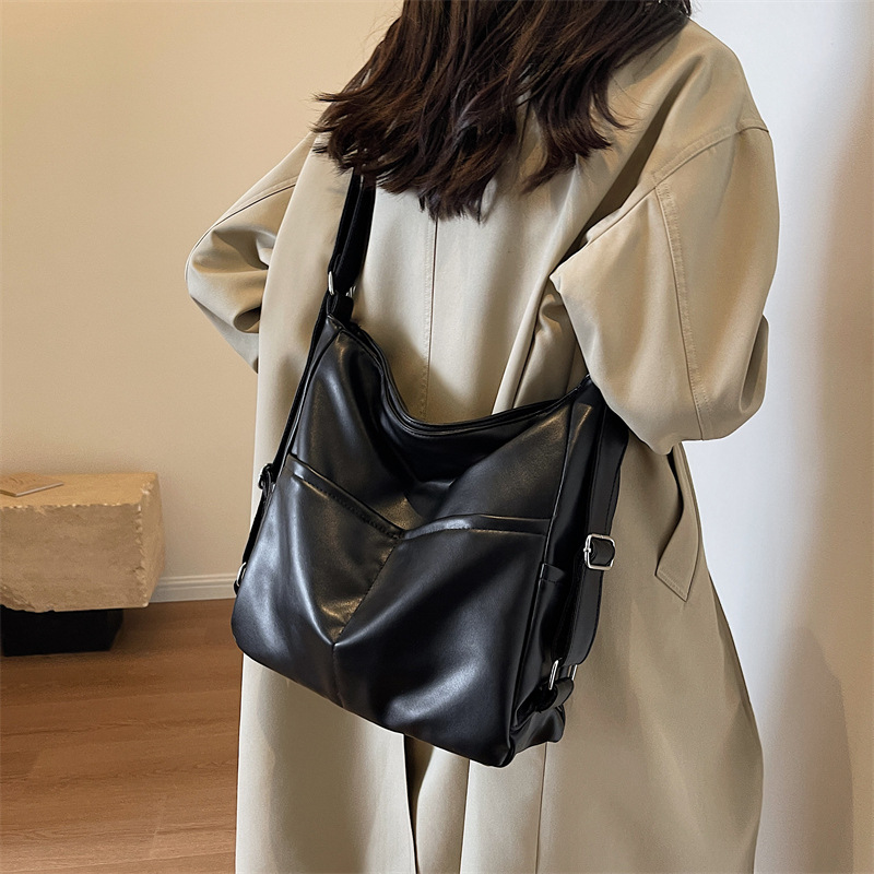 Cross-border PU Leather Backpack & Crossbody Bag for Women, 2-in-1 Tote Bag 2025 New Arrival School Shoulder Bag - Thumbnail 4