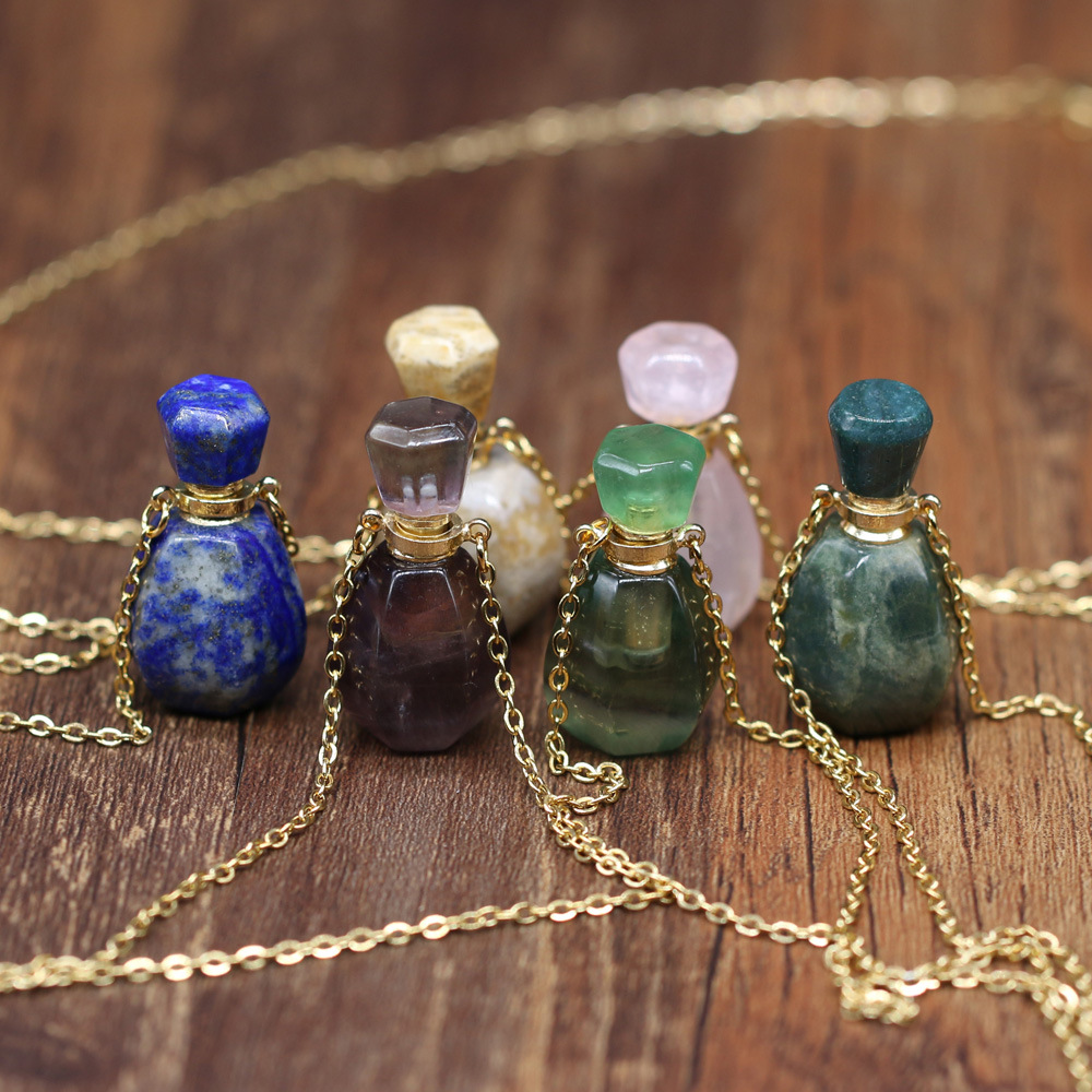 18g Weight Pendant Necklace Classification cable chain Chain Type 1 Piece Quantity Daily Occasion natural stone Material Perfume Bottle Pattern All Seasons Season Unisex Gender Classic Style Style Classic Style Perfume Bottle Natural Stone Cable Chain Pendant Necklace In Bulk 11