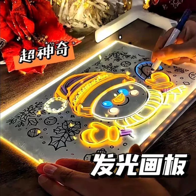 Juguetes luminosos que cambian de color, pizarra de mensajes borrable, tablero de dibujo con luz suave DIY, tablero de dibujo a mano para pintura educativa STEAM.
