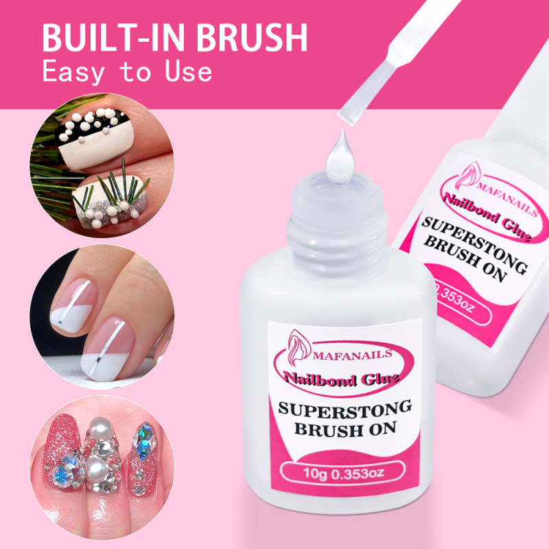 Cross-border explosions 10g nail glue sticky diamond jewelry wear nail adhesive with brush quick-drying nail glue