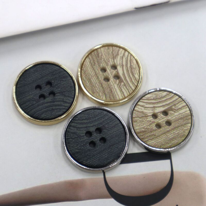 Green Resin Pattern Metal Four-Eye Buttons Round Women's Coat Sweater Versatile Suit Men's Clothes Pants Buttons
