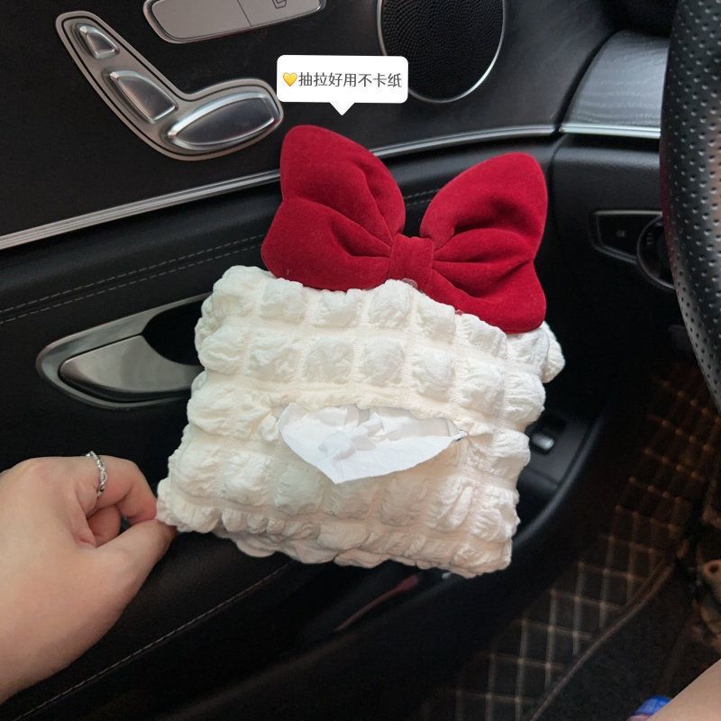 Car Tissue Box, Car Tissue Holder, Armrest Box, Sun Visor, Seat Hanging Type, Cute, Simple, High-End Feel, Paper Bag for Women