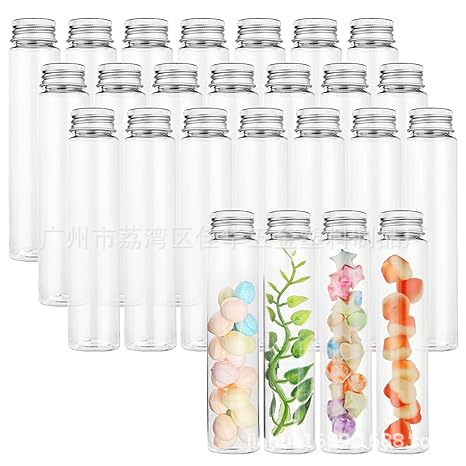 现货供应110ml PET透明糖果试管瓶配铝盖