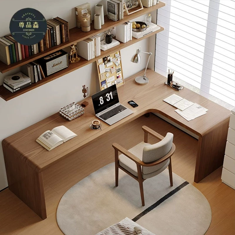 Простой полностью массивный деревянный стол L-образный домашний угловой компьютерный стол Студенческий кабинет письменный стол Спальня угловой рабочий стол