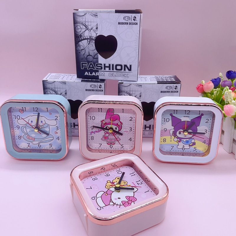 Square Household Alarm Clock Student Dormitory Cartoon Wake-Up Alarm Clock Simple Girly Silent Clock Led Display