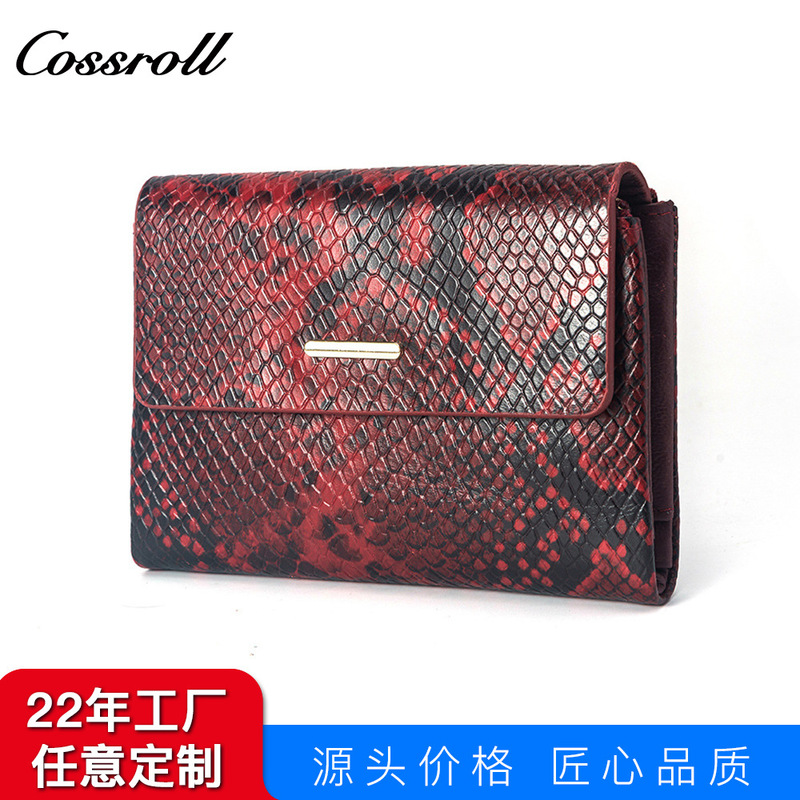 Manufacturer Customized Export New Wallet Women's Genuine Leather Short Snake Pattern Wallet Cowhide Classy Card Holder Id Bag Fashion