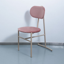北欧软包靠背餐椅创意无扶手实木餐厅椅子中式奶茶店金属吧凳简约
