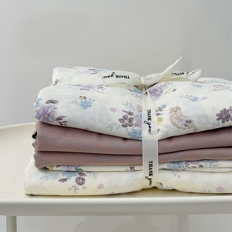 Soft double-layer cotton set, duvet cover, bedspread, 4 piece set