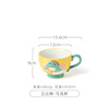 Cute cup with glass, cartoon capacious coffee ceramics, hand painting