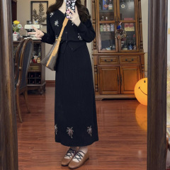 春秋韩系穿搭小香风针织衫别致绝美小套装女盐系轻熟半身裙两件套