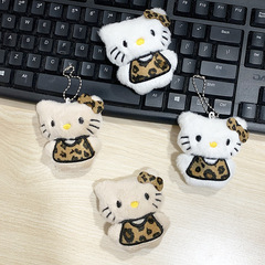 新品レオパードkt猫ぬいぐるみストラップ蝶結び子猫人形ブローチバッグチャームキーホルダーカップストラップ