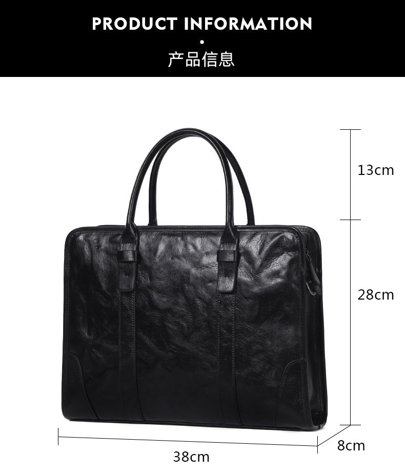 Túi xách tay nam da bò thật công sở đựng laptop 14 inch, 38×8×28 cm — Màu Đen thuộc da bình thường bên trong màu đen, Lớp lót flannel cao cấp, Lớp lót nỉ flannel cao cấp cầm tay màu đen chi tiết 12